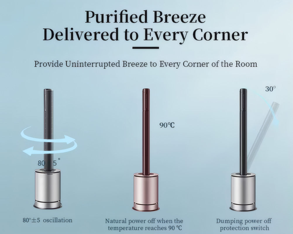 4-in-1 Bladeless Fan with Heater, HEPA Air Purifier, Humidifier, Touch & Smart Control