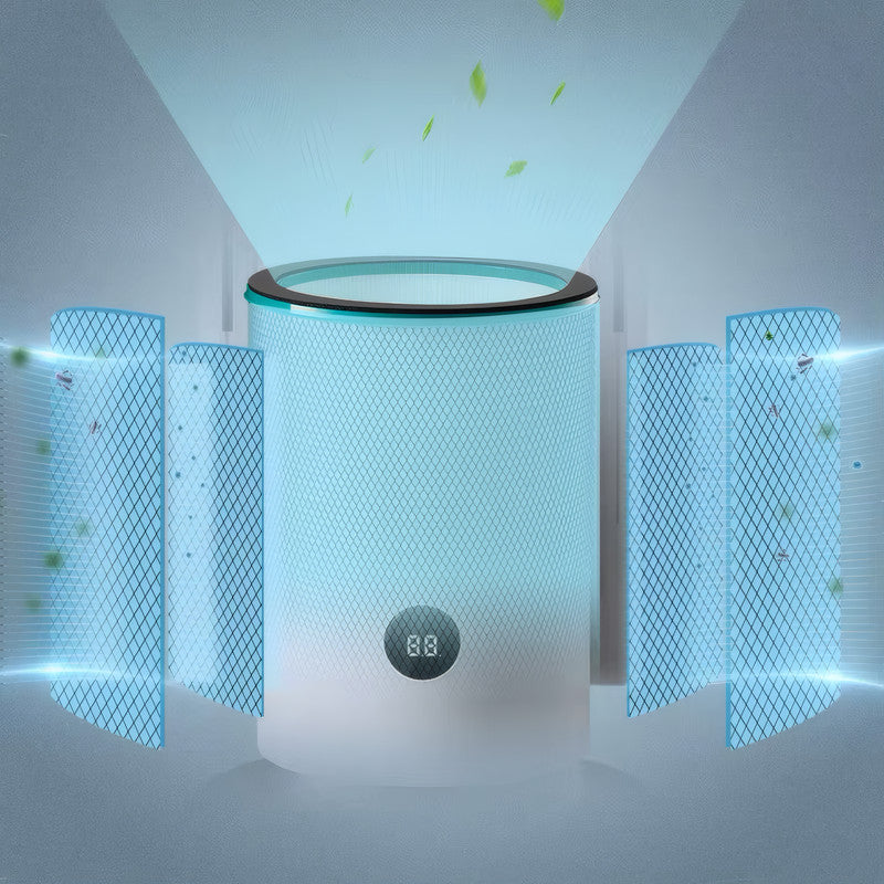 Bladeless Tower Fan with HEPA Air Purifier, WiFi & Voice Control, 9 Speeds, Touch Digital Display, Timer, and DC Motor