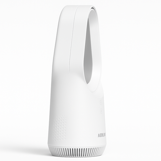 Bladeless Table Fan with Touch Control, 3 Speeds, and LED Light, USB Powered, Portable Design