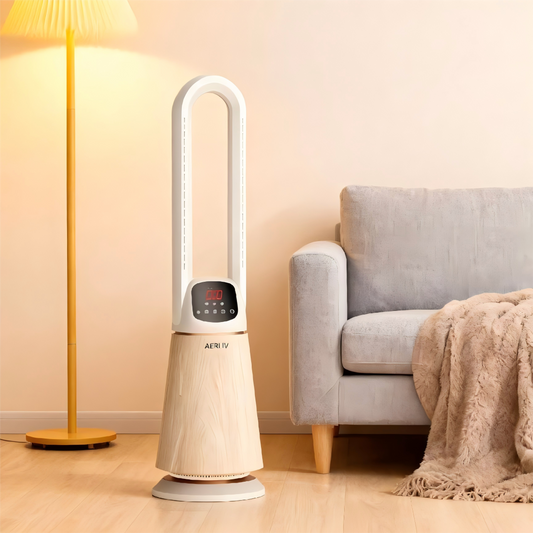 3-in-1 Bladeless Fan, Heater, and Air Purifier with HEPA Filter, Remote Control, Thermostat, 9 Speeds, Timer, and LED Display