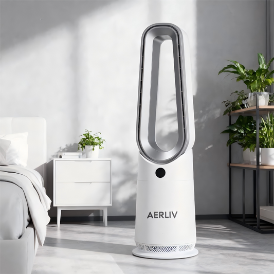 2-in-1 Bladeless Cooling and Heating Fan with Thermostat Protection, Digital Display, and Dual Heating Elements