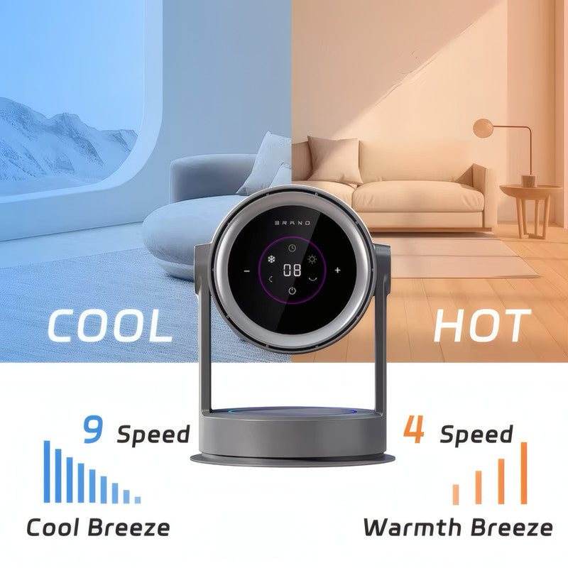 Bladeless Air Circulator Fan with Heater and HEPA Filter, 9 Cooling Speeds, 4 Heating Levels, and Oscillation