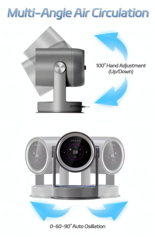 Bladeless Air Circulator Fan with Heater and HEPA Filter, 9 Cooling Speeds, 4 Heating Levels, and Oscillation