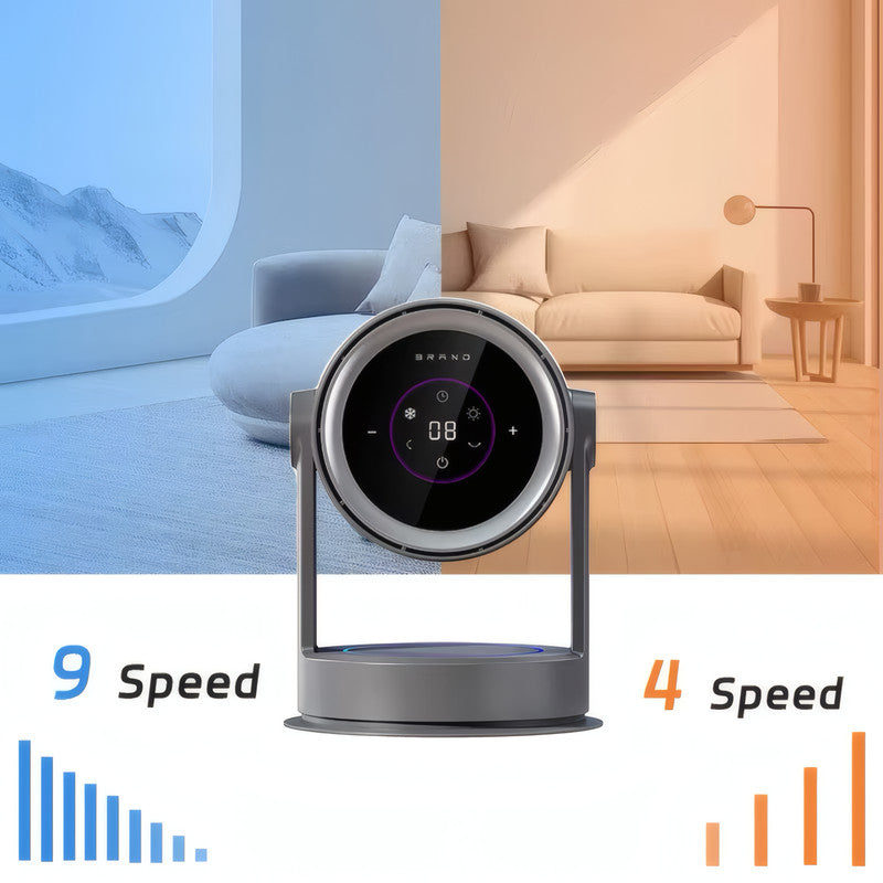 Bladeless Air Circulator Fan with Heater and HEPA Filter, 9 Cooling Speeds, 4 Heating Levels, and Oscillation
