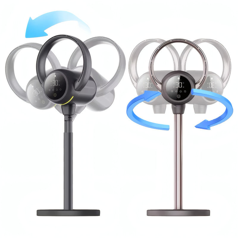 2-in-1 Tripod Pedestal & Table Bladeless Fan with Heater, HEPA Air Purifier, Smart Control, and Mood Light