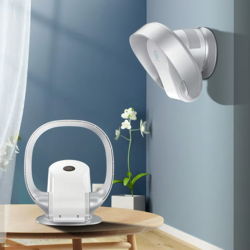 Wall-Mounted & Desktop Bladeless Fan with Touch Control, 9 Speeds, Oscillation, and Timer