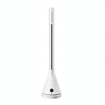 Bladeless Heater and Cooling Fan with UVC Sterilization, Smart Temperature Control, Touch Display, and WiFi Voice Control in White