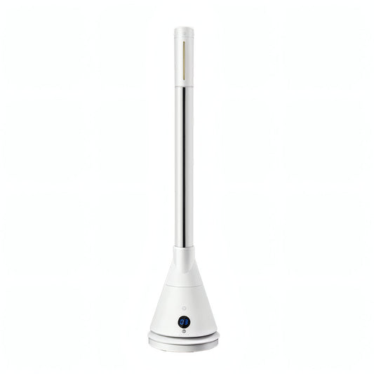 Bladeless Heater and Cooling Fan with UVC Sterilization, Smart Temperature Control, Touch Display, and WiFi Voice Control in White
