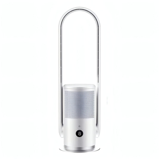 Bladeless Tower Fan with HEPA Air Purifier, WiFi & Voice Control, 9 Speeds, Touch Digital Display, Timer, and DC Motor