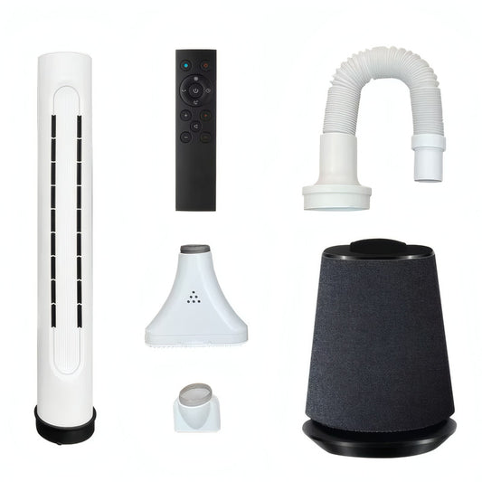 4-in-1 Bladeless Heater, Air Purifier, and Dryer with HEPA Filter, 9 Speeds, 30°–90° Oscillation, Touch Display, and Smart Temperature Control