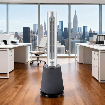 4-in-1 Bladeless Heater, Air Purifier, and Dryer with HEPA Filter, 9 Speeds, 30°–90° Oscillation, Touch Display, and Smart Temperature Control