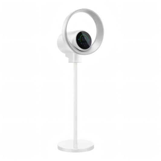 Floating Bladeless Air Purifier Fan with PM2.5 Display, HEPA + UV + Plasma, Pedestal Base, Smart & Voice Control