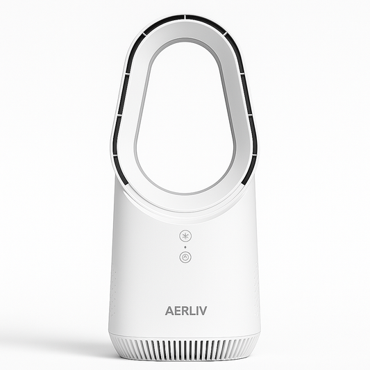 Bladeless Table Fan with Touch Control, 3 Speeds, and LED Light, USB Powered, Portable Design