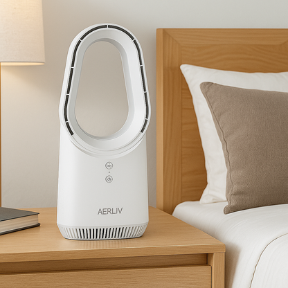 Bladeless Table Fan with Touch Control, 3 Speeds, and LED Light, USB Powered, Portable Design