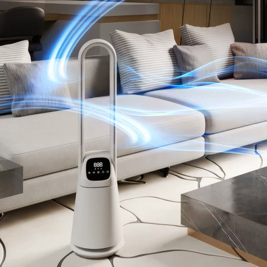 Bladeless Cooling Fan with Digital Display, Remote Control, 9-Speed DC Motor, and 8-Hour Timer