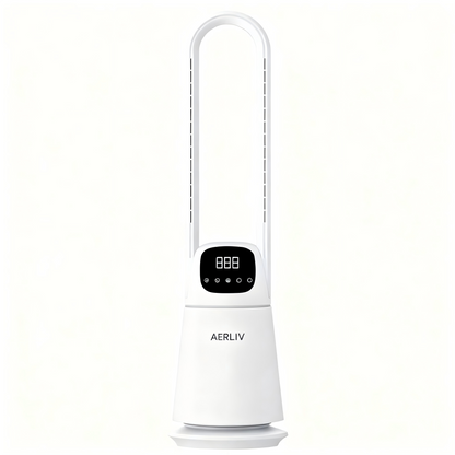 Bladeless Cooling Fan with Digital Display, Remote Control, 9-Speed DC Motor, and 8-Hour Timer