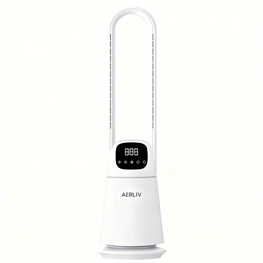 Bladeless Cooling Fan with Digital Display, Remote Control, 9-Speed DC Motor, and 8-Hour Timer