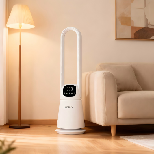 Bladeless Cooling Fan with Digital Display, Remote Control, 9-Speed DC Motor, and 8-Hour Timer