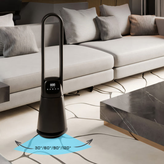 35W Bladeless Tower Fan with HEPA Filter, Remote Control, 9 Speeds, 1–8H Timer, Digital Display, Quiet Cooling for Bedroom or Office