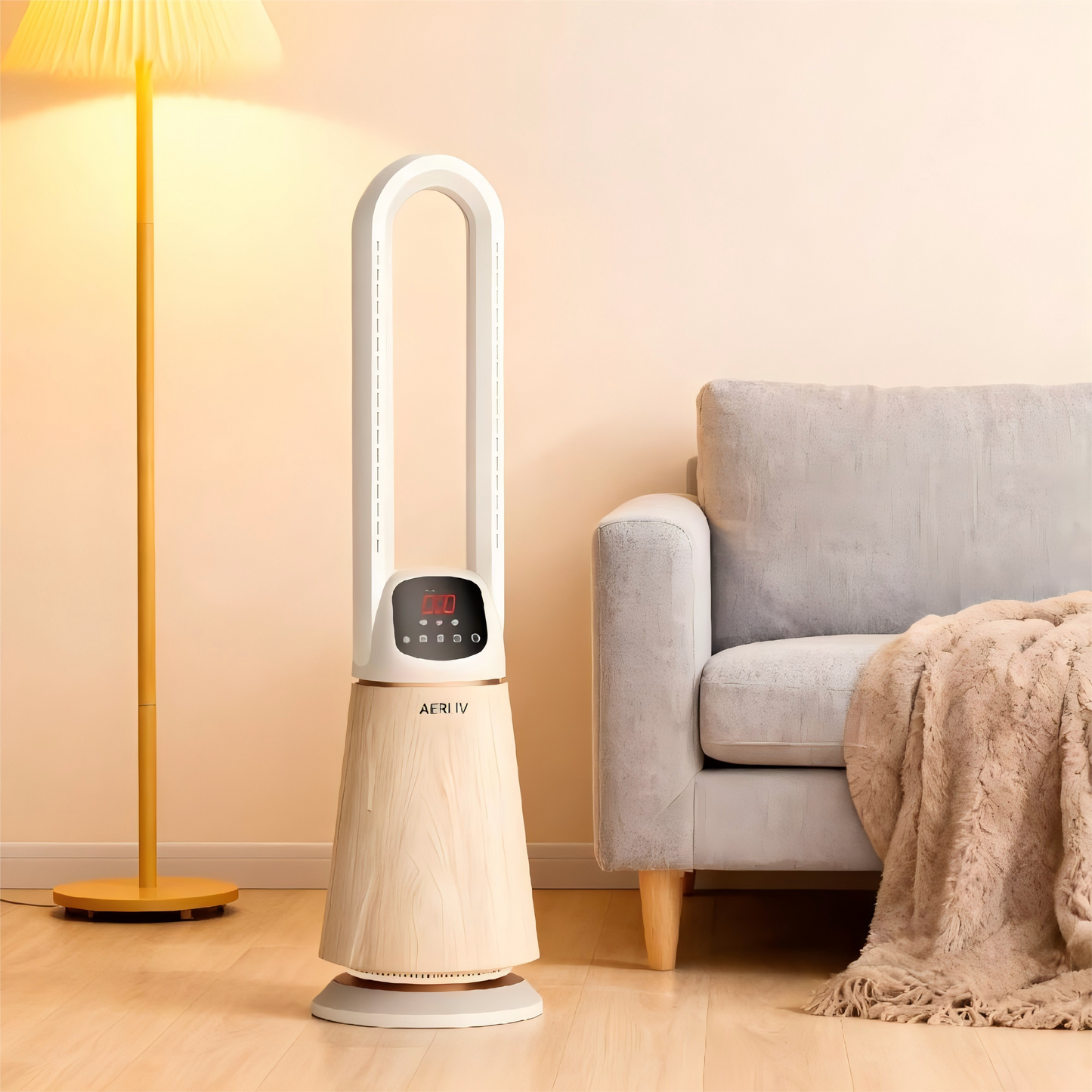 3-in-1 Bladeless Fan, Heater, and Air Purifier with HEPA Filter, Remote Control, Thermostat, 9 Speeds, Timer, and LED Display