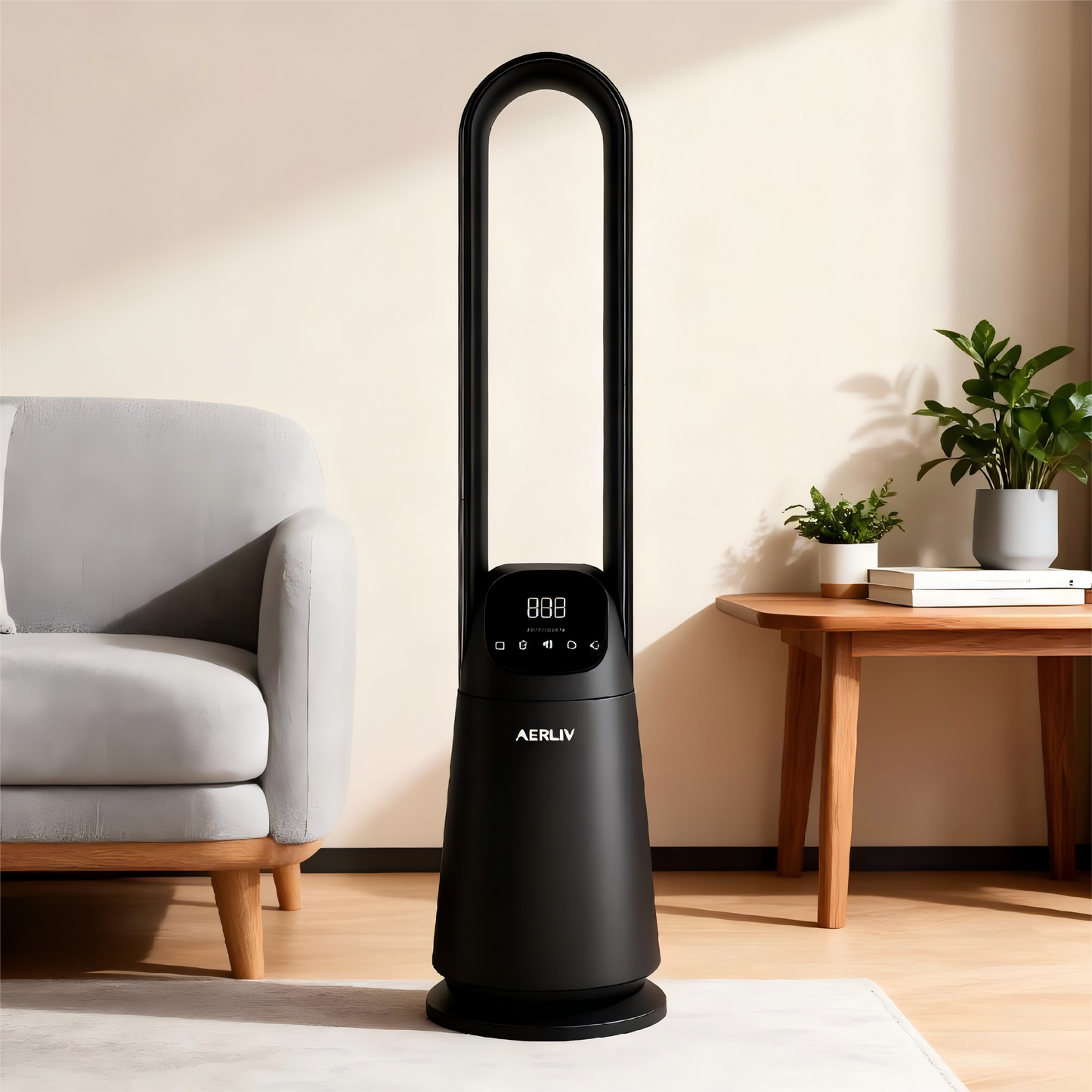 35W Bladeless Tower Fan with HEPA Filter, Remote Control, 9 Speeds, 1–8H Timer, Digital Display, Quiet Cooling for Bedroom or Office