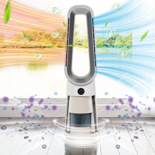 2-in-1 Bladeless Cooling and Heating Fan with Thermostat Protection, Digital Display, and Dual Heating Elements