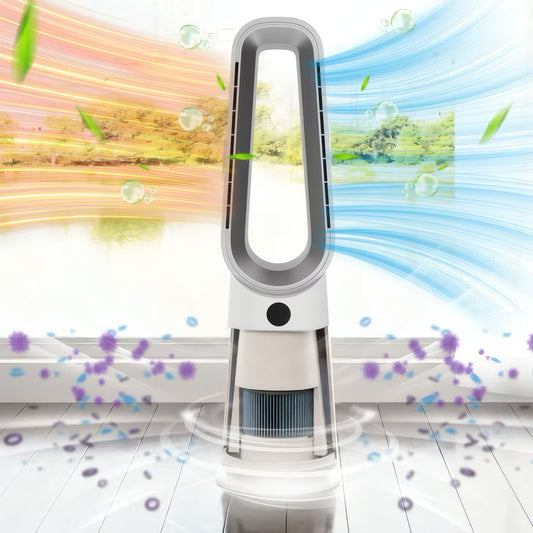 3-in-1 Bladeless Fan, Heater, and Air Purifier with HEPA Filter, Thermostat Protection, and Touch Digital Display