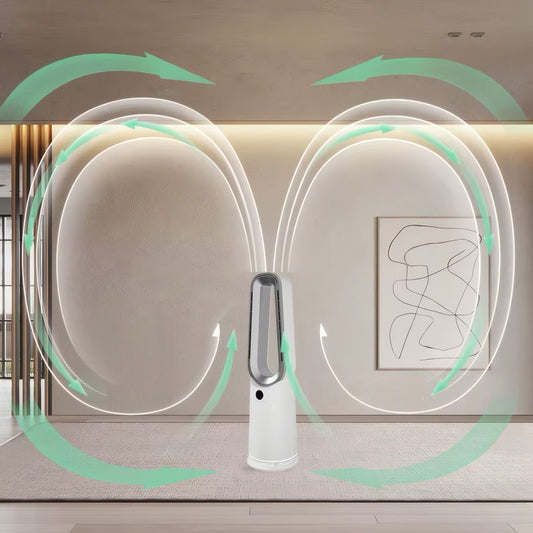 3-in-1 Bladeless Fan, Heater, and Air Purifier with HEPA Filter, Thermostat Protection, and Touch Digital Display