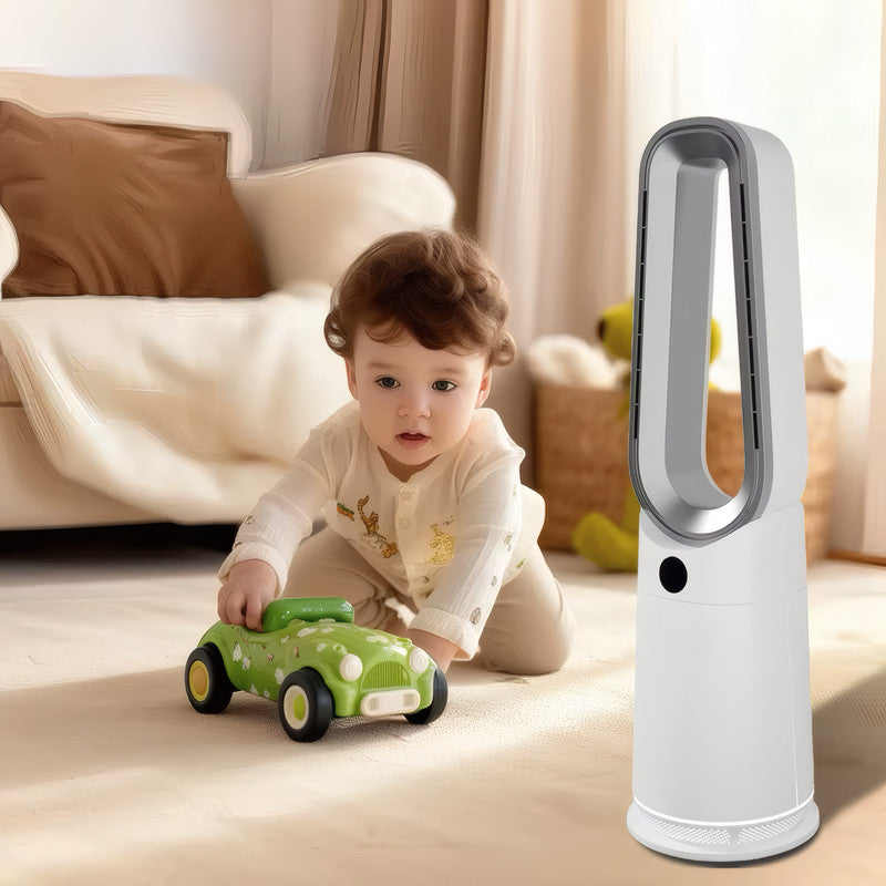 3-in-1 Bladeless Fan, Heater, and Air Purifier with HEPA Filter, Thermostat Protection, and Touch Digital Display