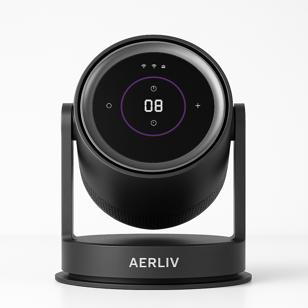 Bladeless Air Circulator Fan with HEPA Filter, 9 Speeds, 3 Oscillation Angles, and 1–8H Timer