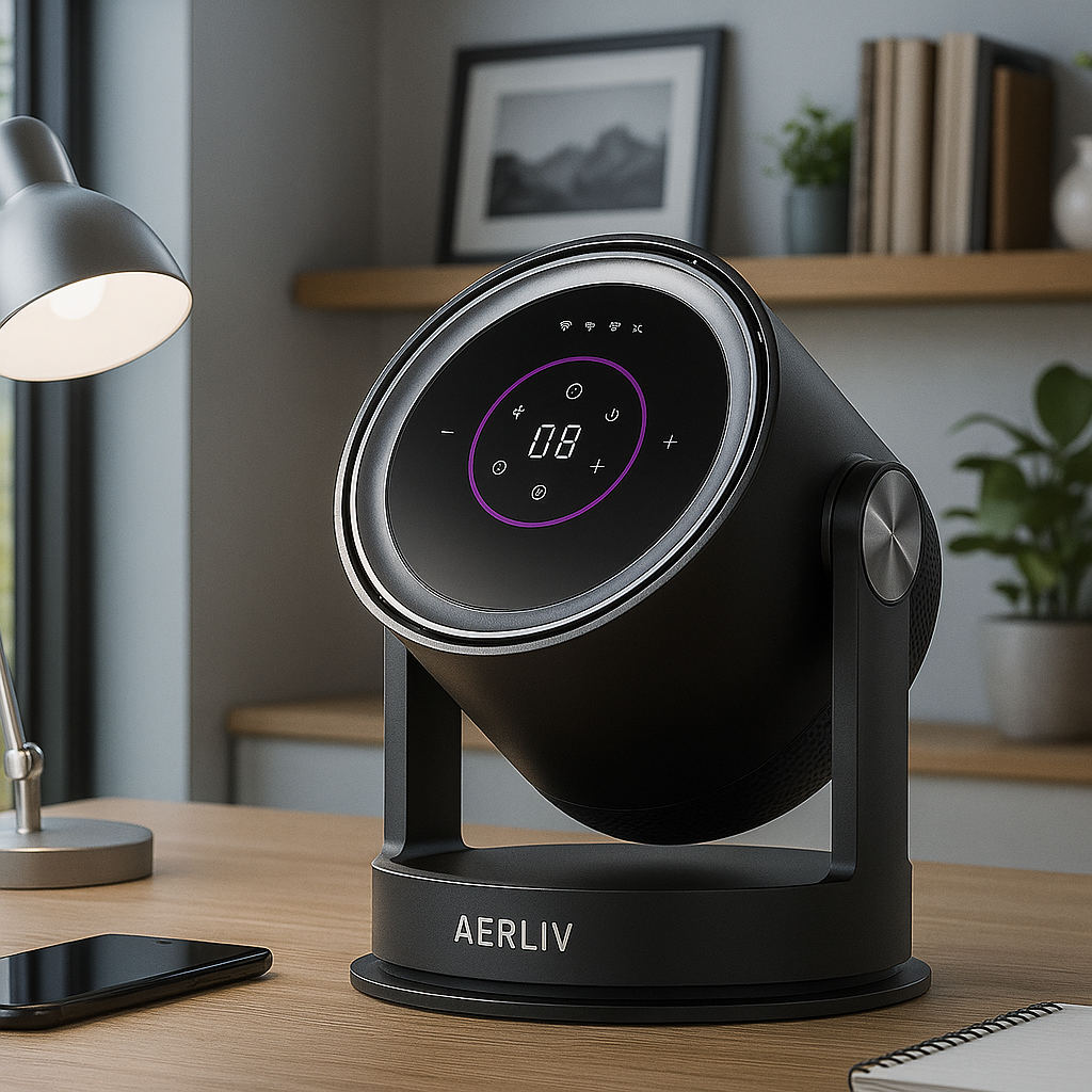 Bladeless Air Circulator Fan with HEPA Filter, 9 Speeds, 3 Oscillation Angles, and 1–8H Timer