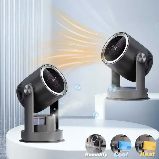 Bladeless Air Circulator Fan with Heater and HEPA Filter, 9 Cooling Speeds, 4 Heating Levels, and Oscillation