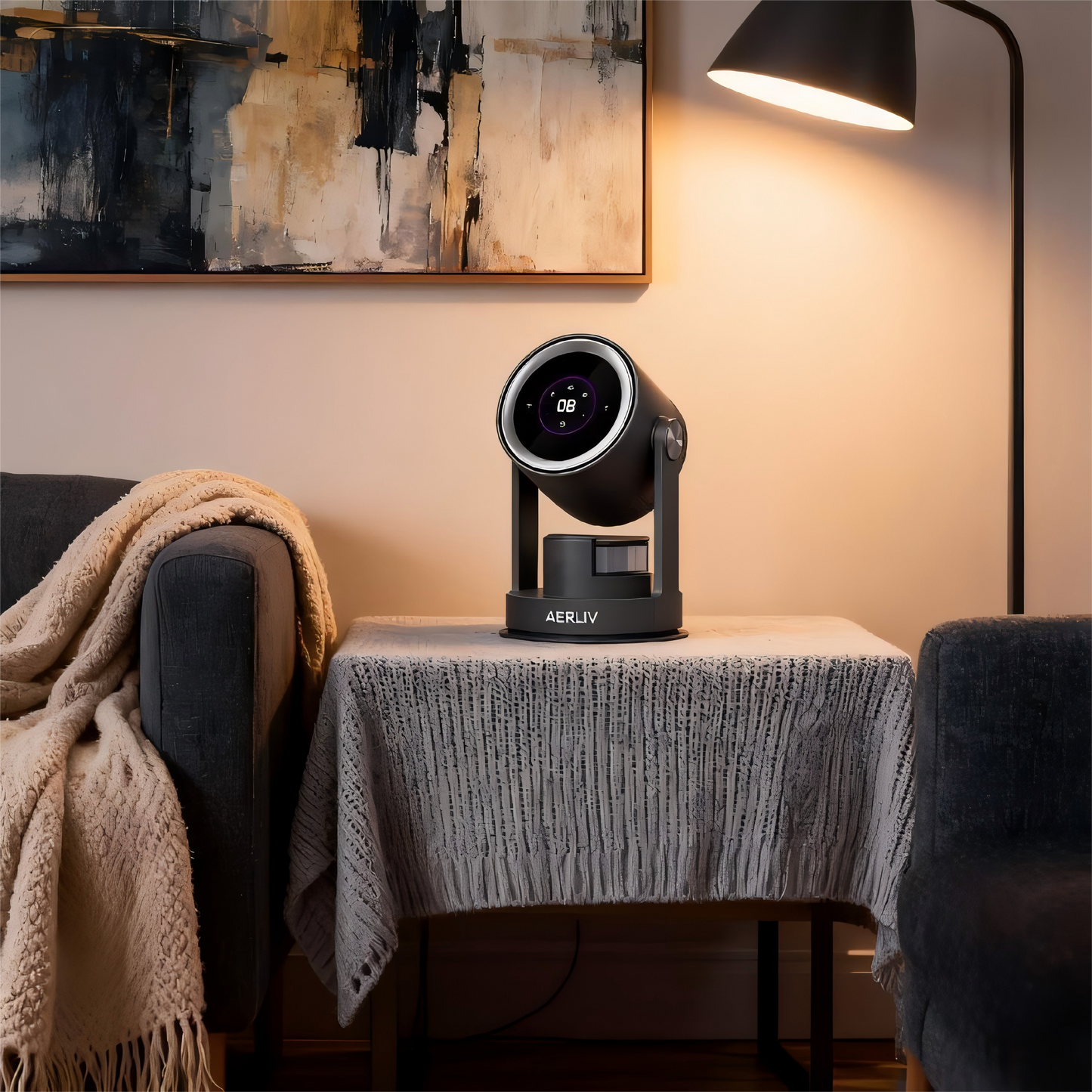 Bladeless Air Circulator Fan with HEPA Filter and Humidifier, 9 Speeds, Oscillation, and 1L Water Tank