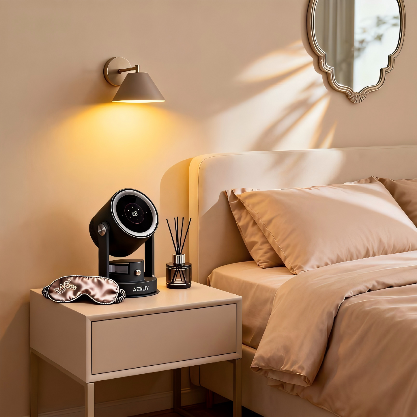 Bladeless Air Circulator Fan with HEPA Filter and Humidifier, 9 Speeds, Oscillation, and 1L Water Tank