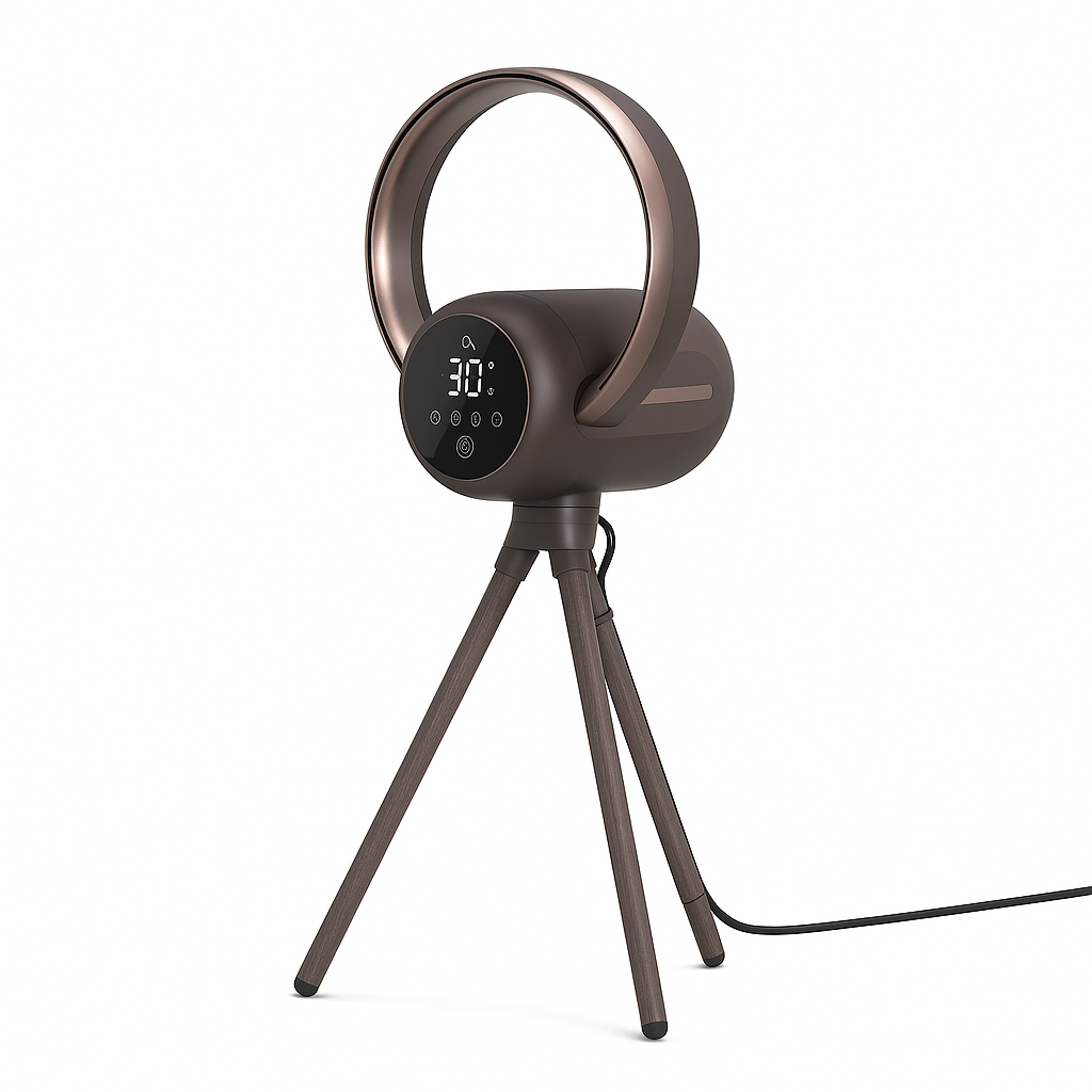 2-in-1 Tripod Pedestal & Table Bladeless Fan with Heater, HEPA Air Purifier, Smart Control, and Mood Light