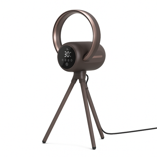 2-in-1 Tripod Pedestal & Table Bladeless Fan with Heater, HEPA Air Purifier, Smart Control, and Mood Light