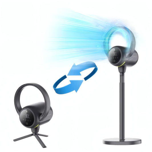 2-in-1 Tripod Pedestal & Table Bladeless Fan with Heater, HEPA Air Purifier, Smart Control, and Mood Light