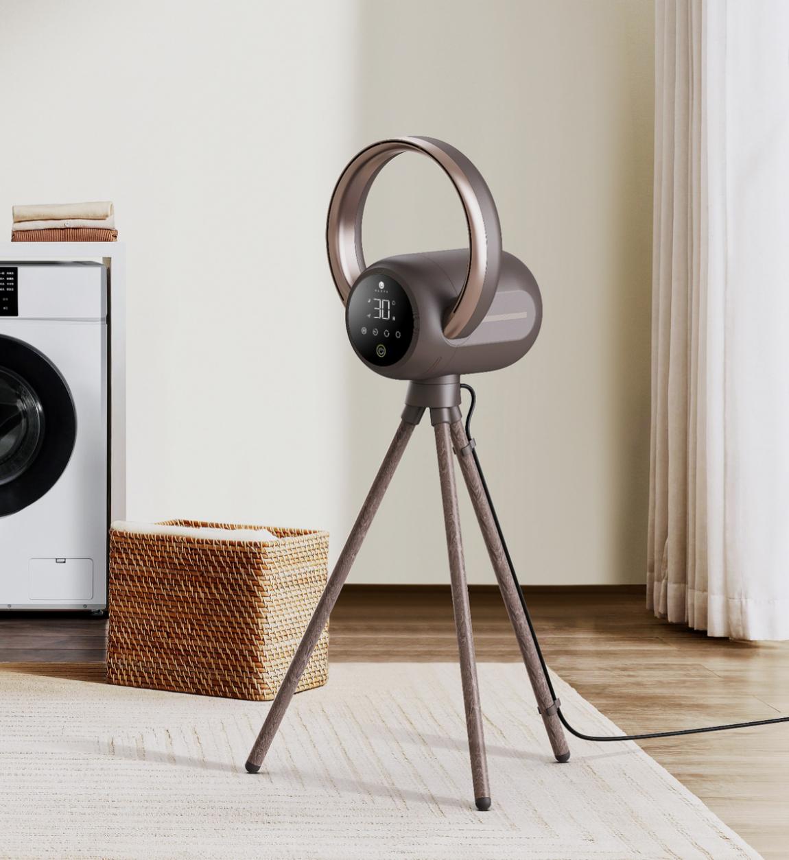 2-in-1 Tripod Pedestal & Table Bladeless Fan with Heater, HEPA Air Purifier, Smart Control, and Mood Light