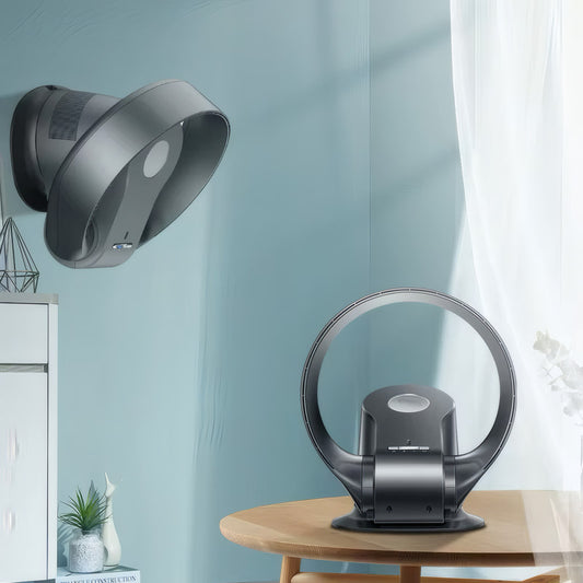 Wall-Mounted & Desktop Bladeless Fan with Touch Control, 9 Speeds, Oscillation, and Timer