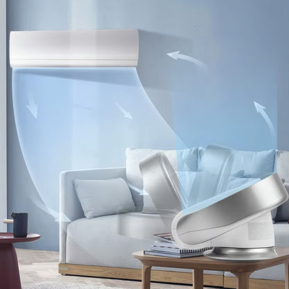Wall-Mounted & Desktop Bladeless Fan with Touch Control, 9 Speeds, Oscillation, and Timer