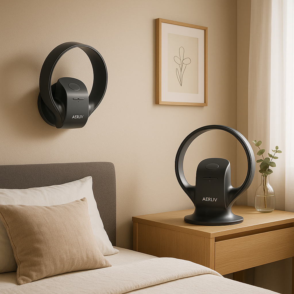 Wall-Mounted & Desktop Bladeless Fan with Touch Control, 9 Speeds, Oscillation, and Timer